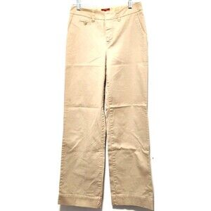 Womens Sz 4 Beige Chino Pants Stretch Low Rise Straight Leg Casual Cotton